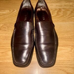 Prada Men's Dark Brown Leather Slip-Ons